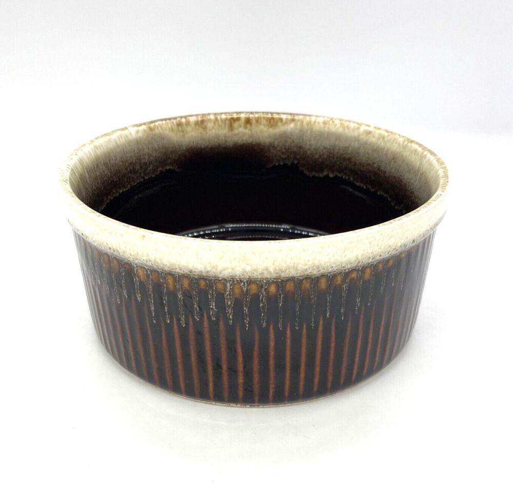 Vintage Pfaltzgraff 406 Gourmet Brown Drip Glaze Souffle Dish Casserole 6.75"